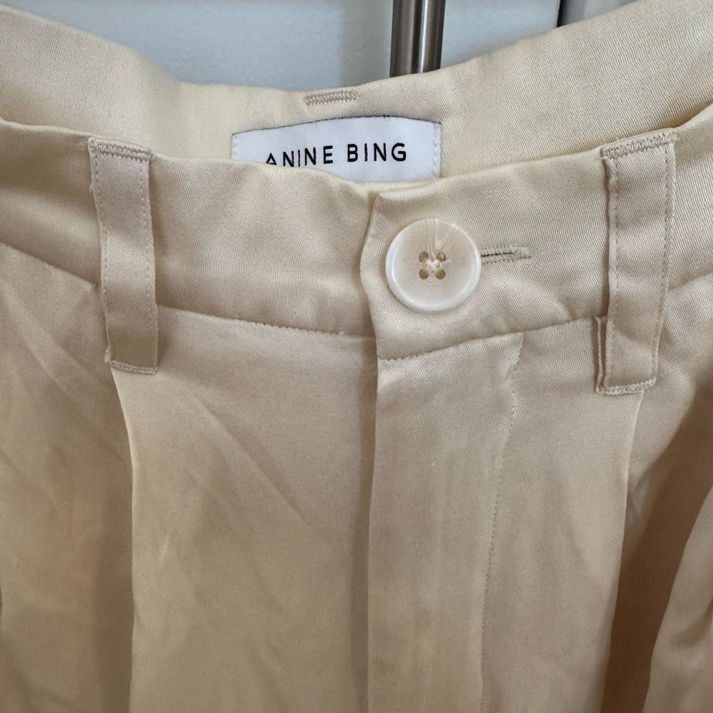 Anine Bing CARRIE TROUSER in cream oyster silk